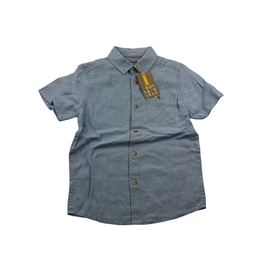 John Lewis Light Blue Linen Short Sleeve Shirt Age 6