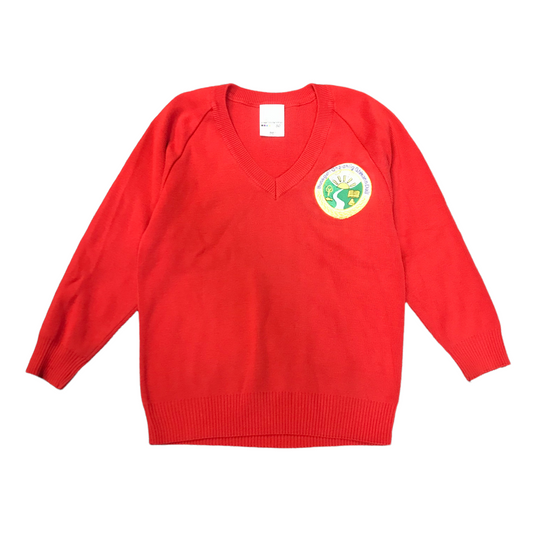 *Glendale Gaelic Primary Red School V-neck Sweater