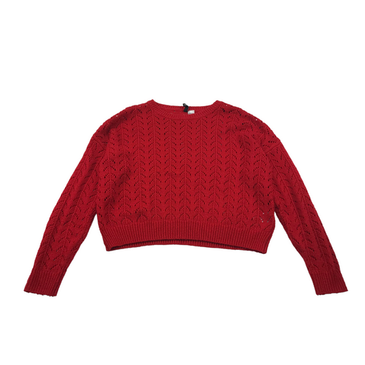 H&M Red Knitted Crop Jumper Women's Size M