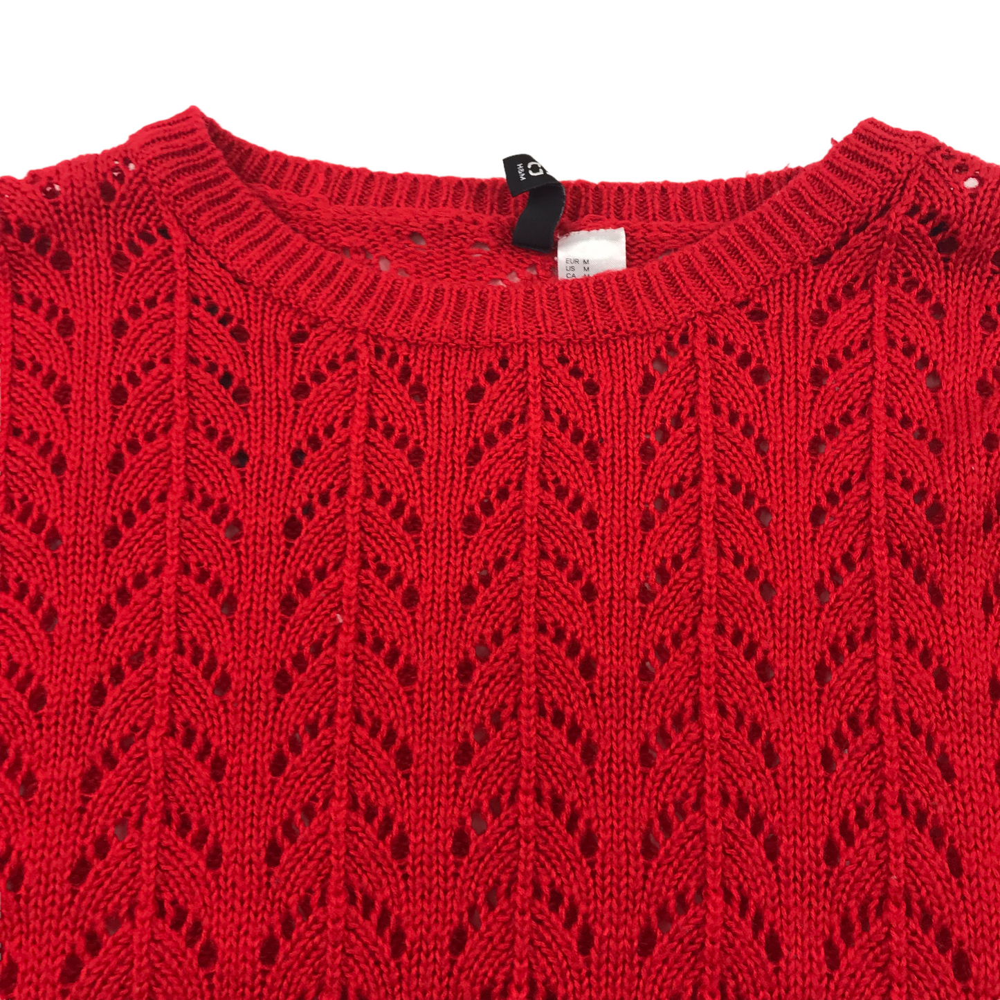 H&M Red Knitted Crop Jumper Women's Size M