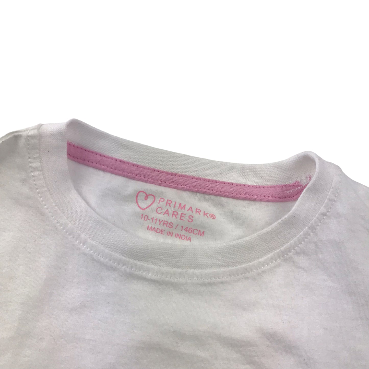 Primark White Embroidery Text T-Shirt Age 10
