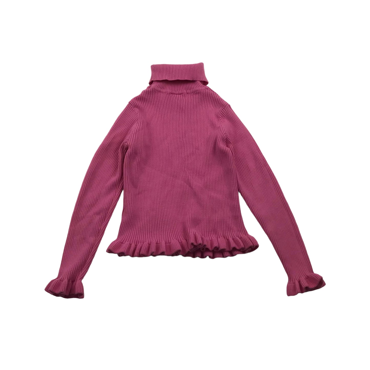 Matalan Pink Frill Peplum Turtle Neck Cropped Jumper Age 10