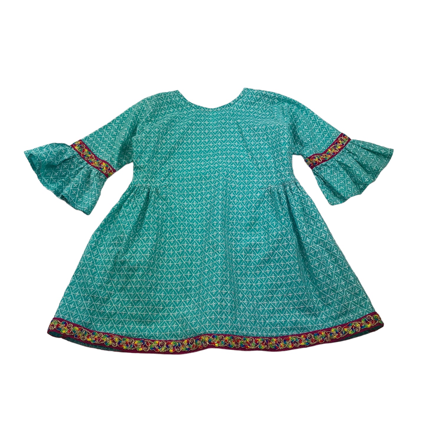 Turquoise Embroidery Tunic Top Dress Age 7