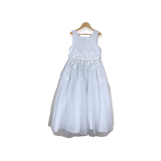 RJR. John Rocha White Floral Sequin Detailed Tulle Formal Dress Age 8