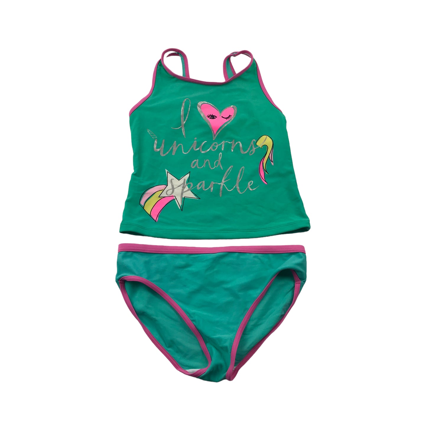 George Turquoise 2-piece Unicorns and Sparkle Swim Costume Age 10