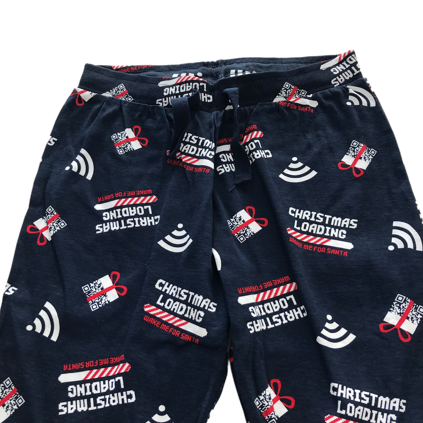 H&M Red and Navy Christmas Loading Pyjama Set Age 8-9