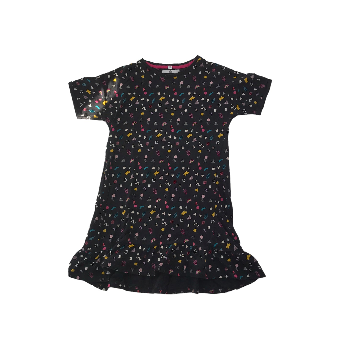 M&S Black Print Graphic Dress Age 9