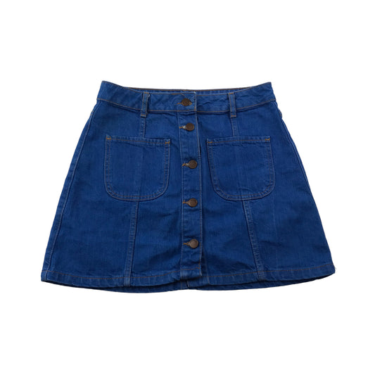 River Island Blue Buttoned A-line Denim Skirt Women Size 10