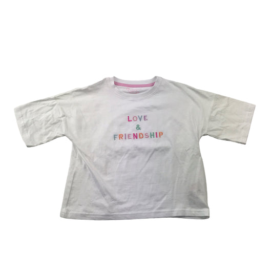 Primark White Embroidery Text T-Shirt Age 10