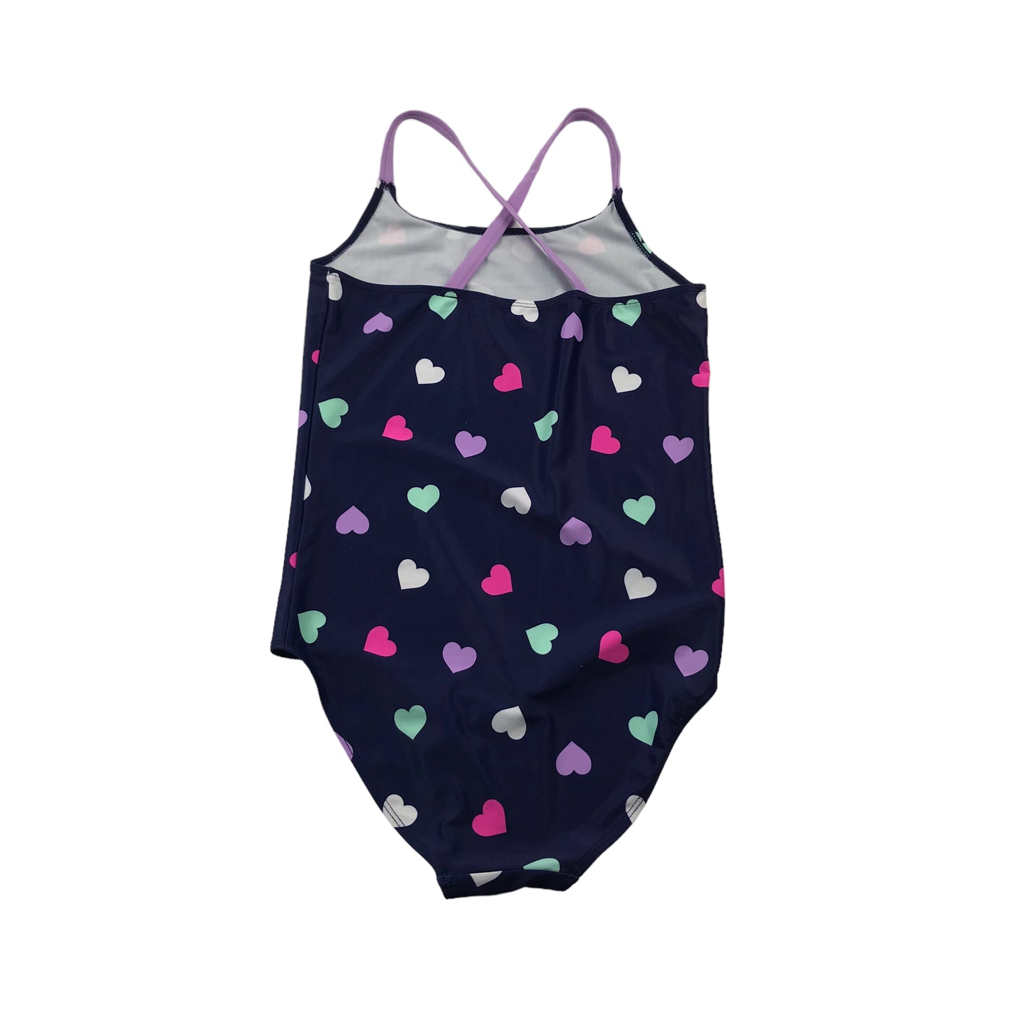 Tu Navy Blue Love Heart Swim Costume Age 12