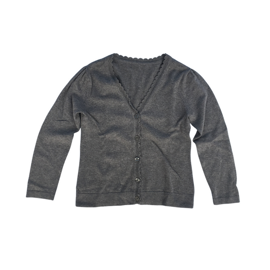 Light Grey School Scalloped Cardigan