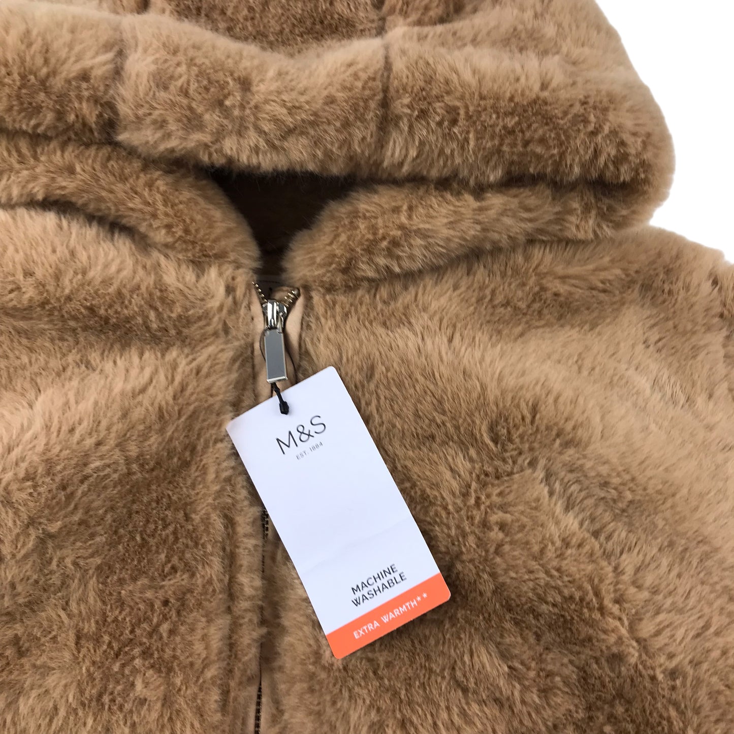 M&S Beige Fluffy Jacket Hoodie Age 14