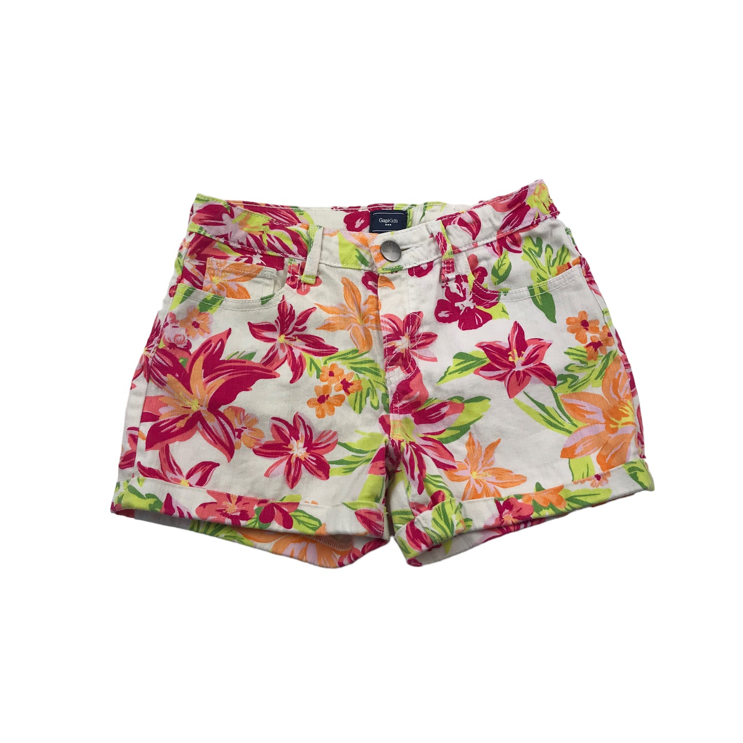 GAP White Pink and Green Floral Shorts Age 10