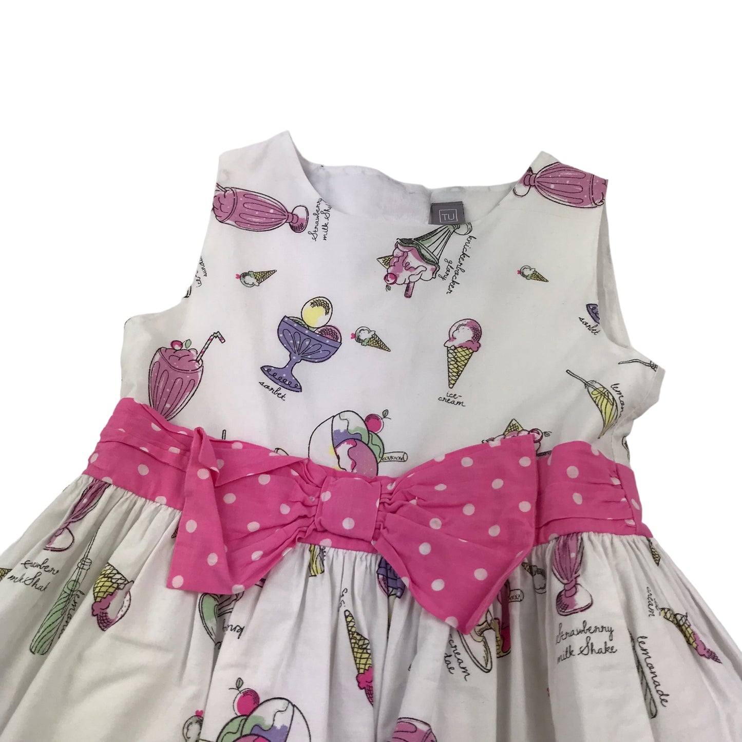 Tu White Ice Cream Print Cotton Dress Age 8