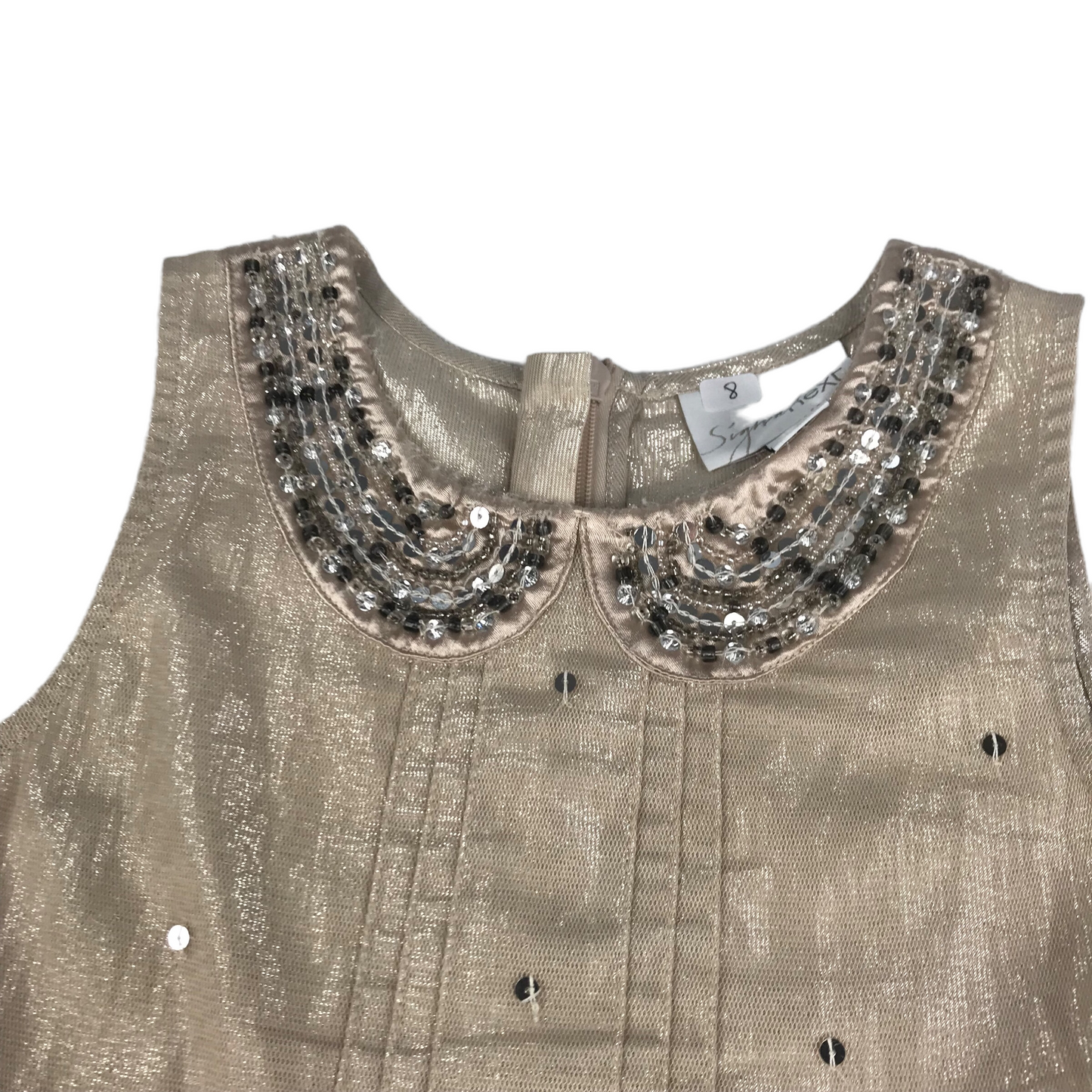 Next Light Beige Sequin Bow Detailed Dress Age 8