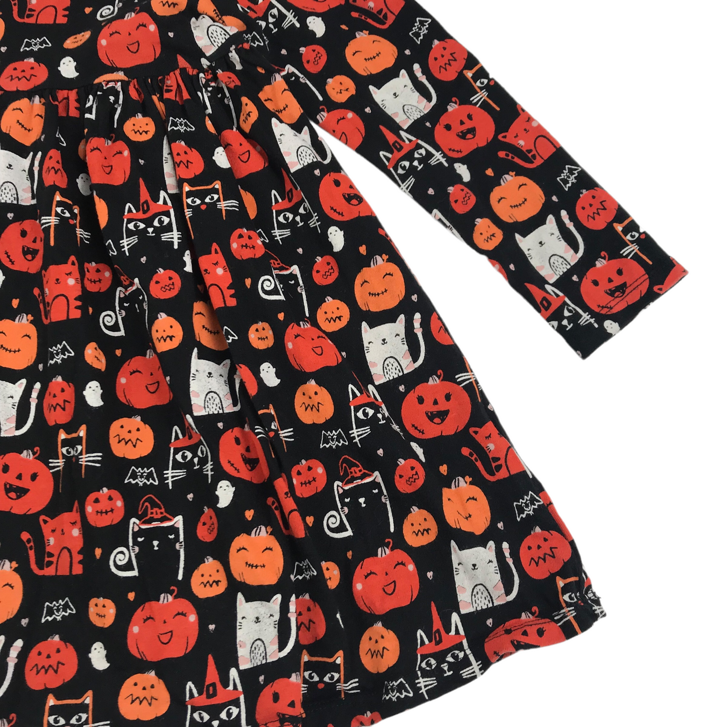 F&F Black Pumpkins and Cats Print Dress Age 5