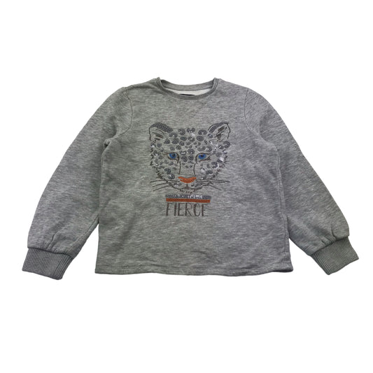 M&S Grey Sequin Fierce Cheetah Sweater Age 9