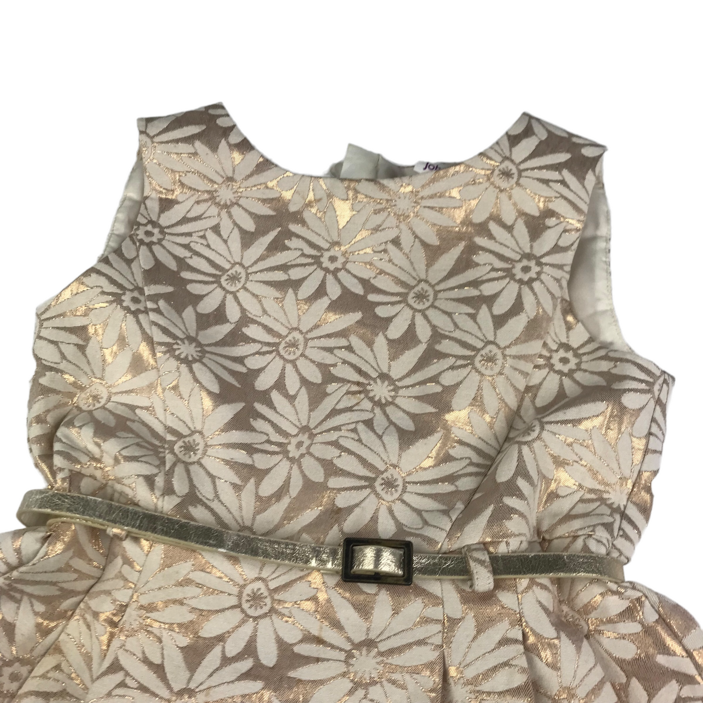 John Lewis Natural White and Golden Floral Dress Age 6