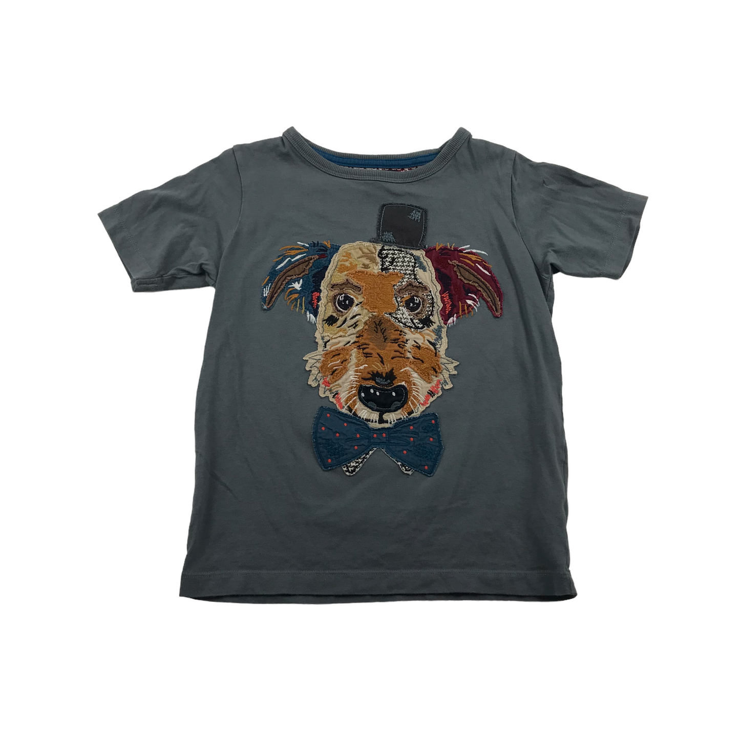 M&S Greyish Blue Patchwork Dog T-shirt Age 5