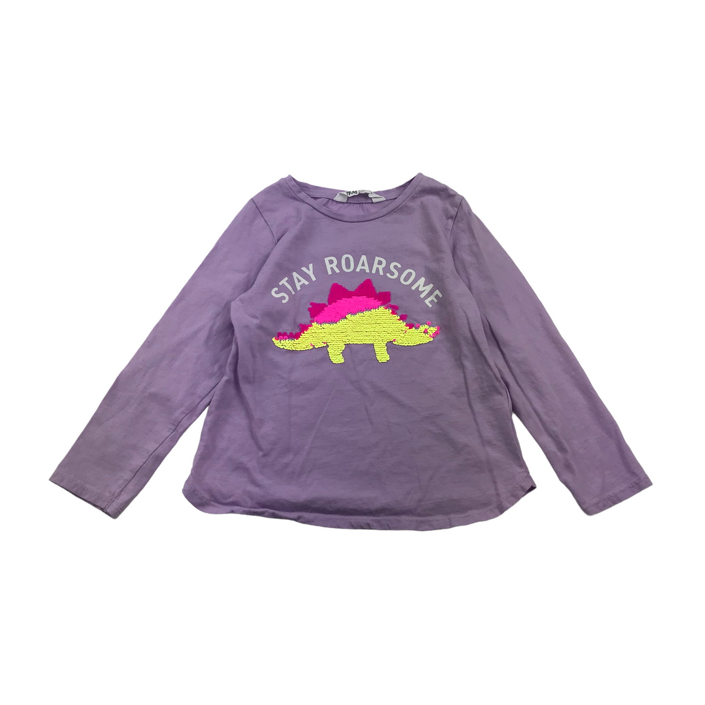 H&M Lilac Sequin Dinosaur T-shirt Age 4-6