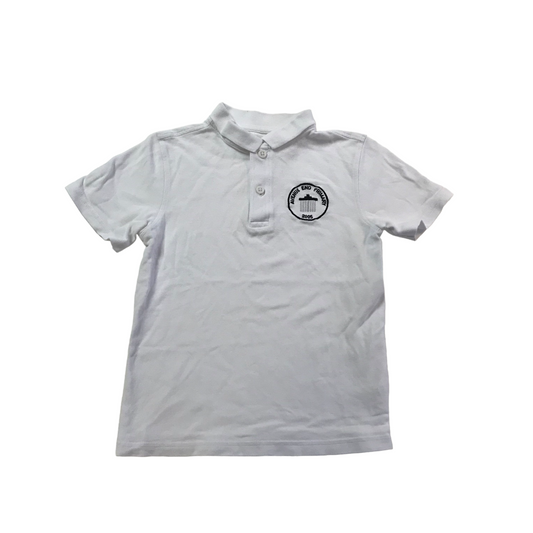 Avenue End Primary White Polo Shirt with Black Logo
