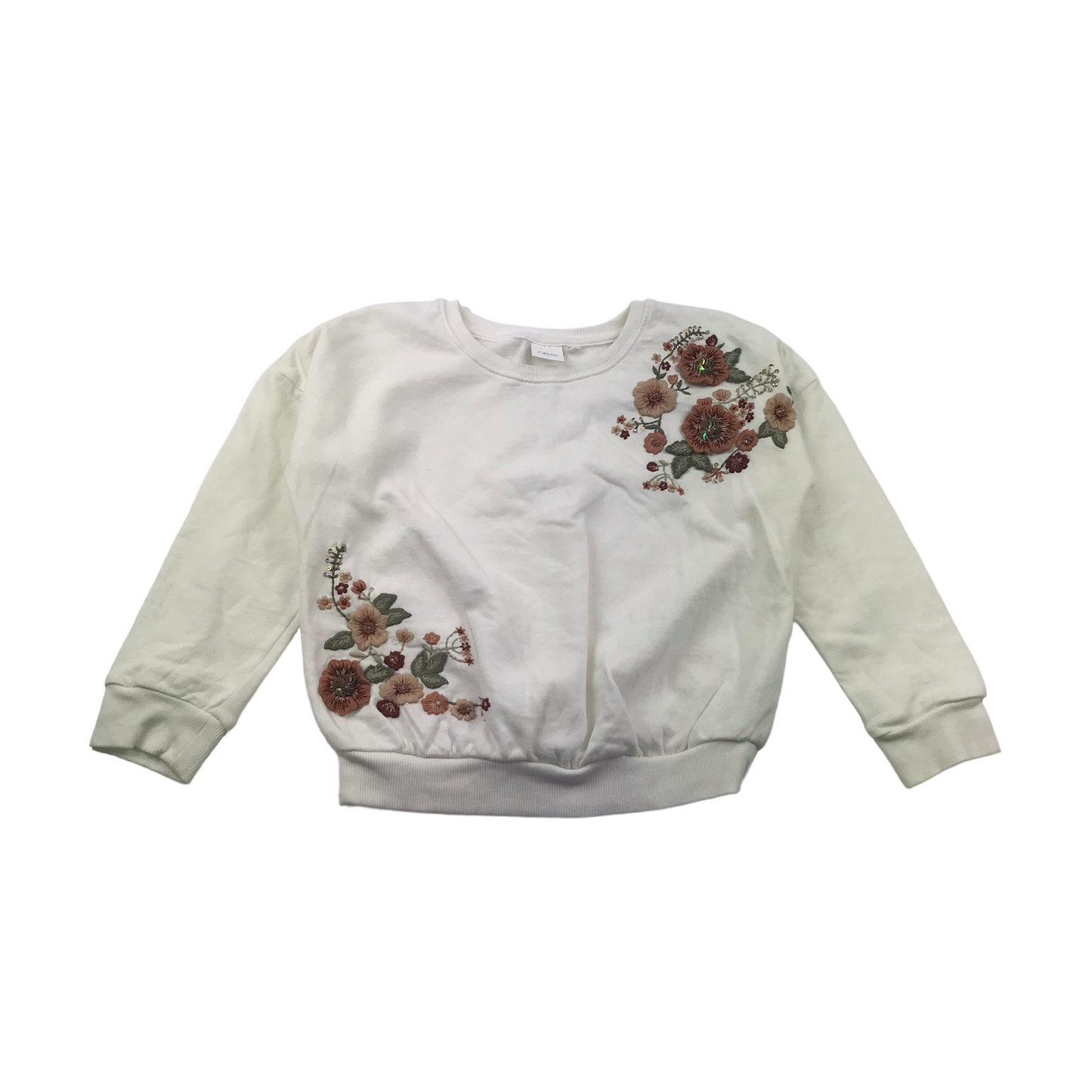Next White Floral Embroidery Sweater Jumper Age 6