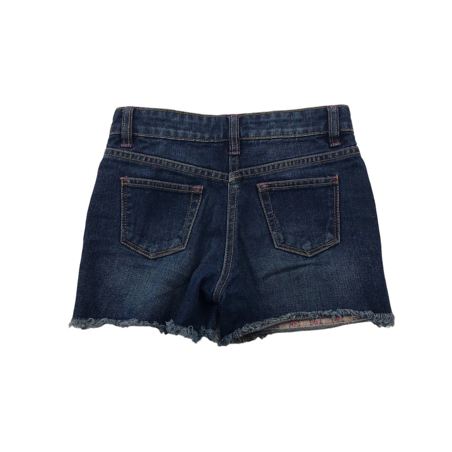 Matalan Navy Denim Shorts with Pink Embroidery Detailing Age 6