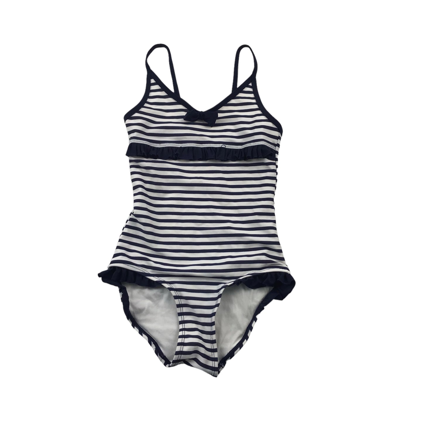 H&M White and Navy Stripy Swim Costume Age 5