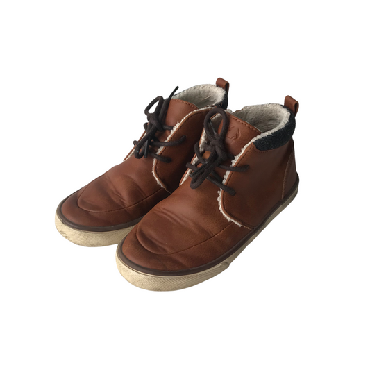 Next Brown Leather Boots with Laces and Zip Shoe Size 12 (jr)