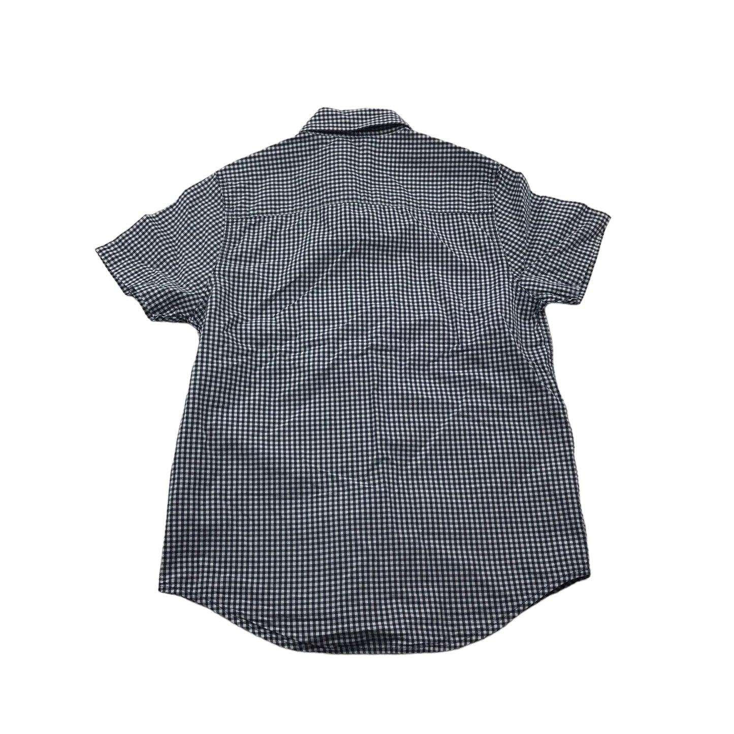 Next navy Blue Checked Short Sleeve Shirt Age 9