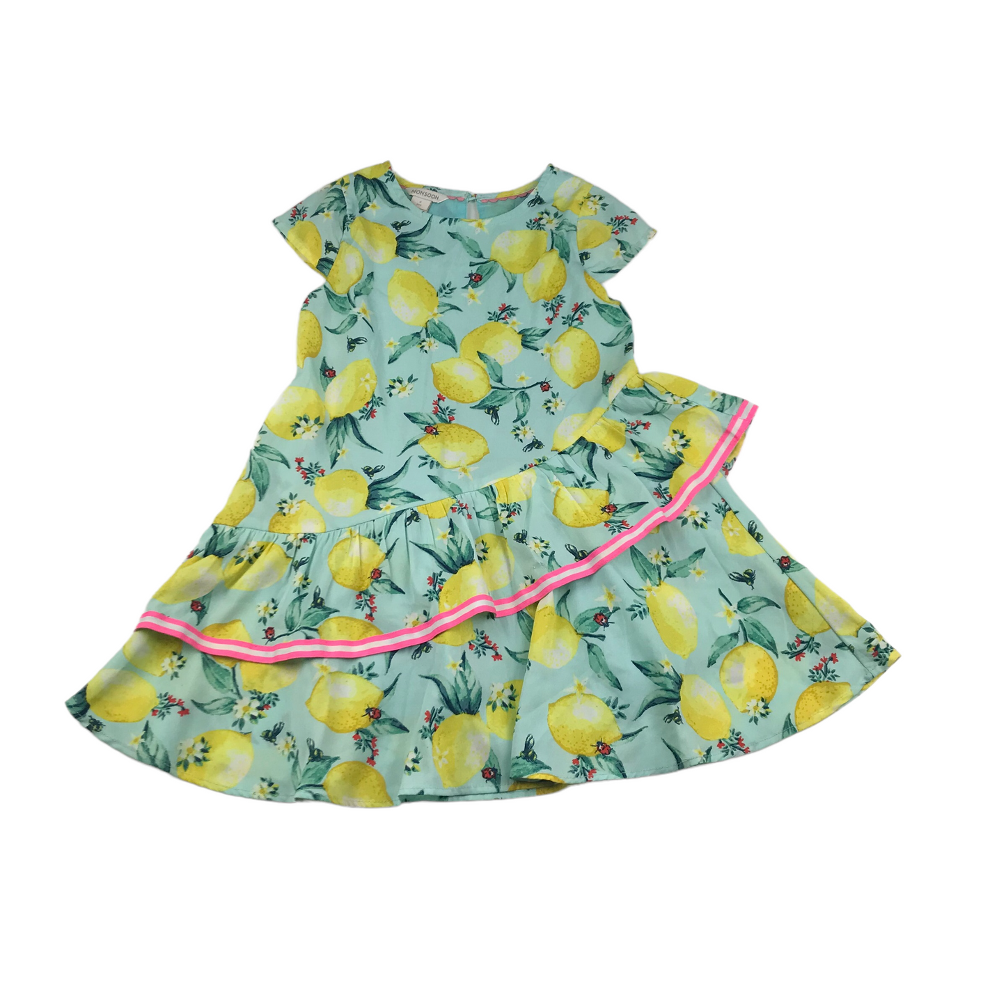 Monsoon Mint Colour Lemon Pattern Dress Age 6