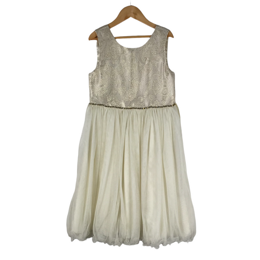 American Princess Natural White and Gold Formal Dress Age 7