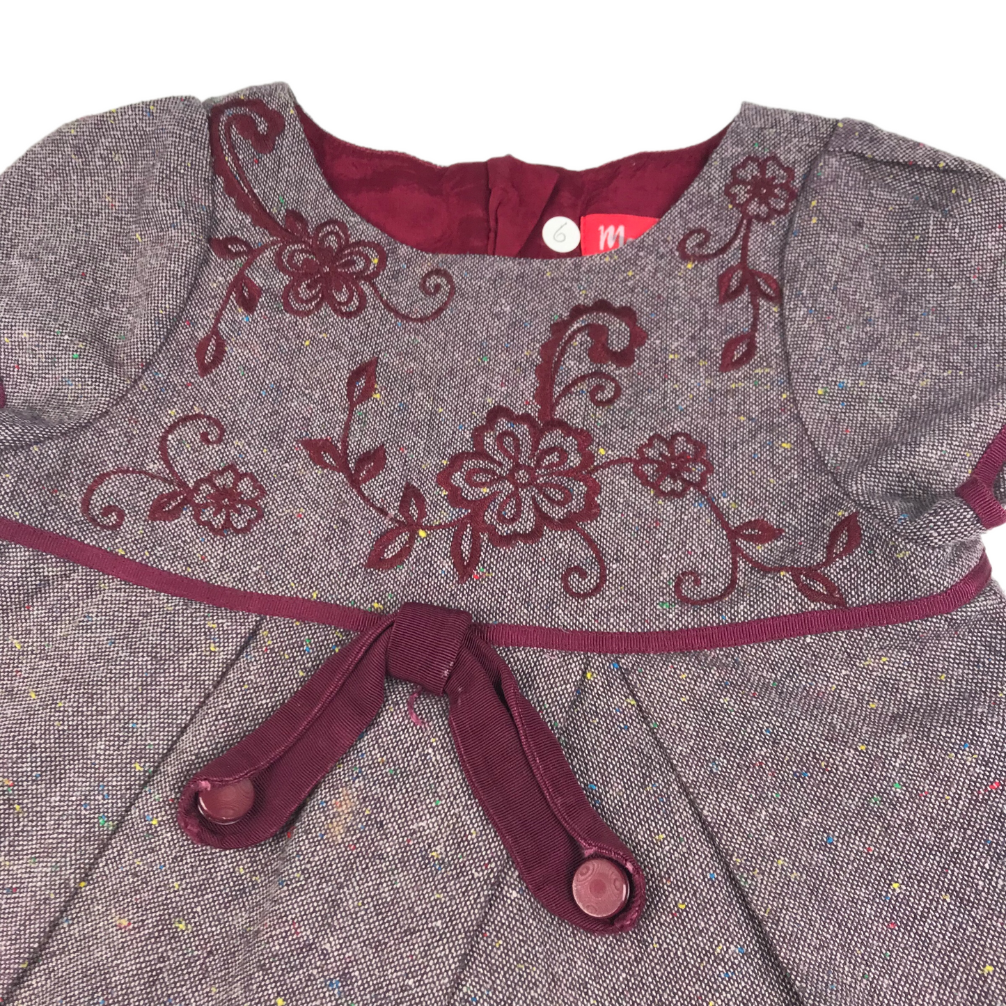 Monsoon Burgundy Knitted style Dress Age 6