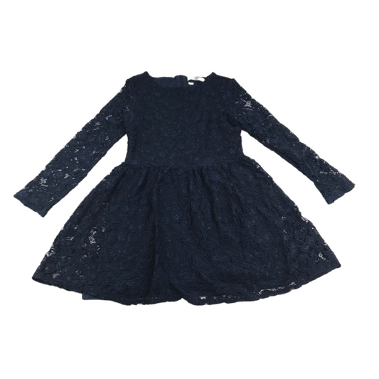 M&S Navy Blue Lace Layered Dress Age 10