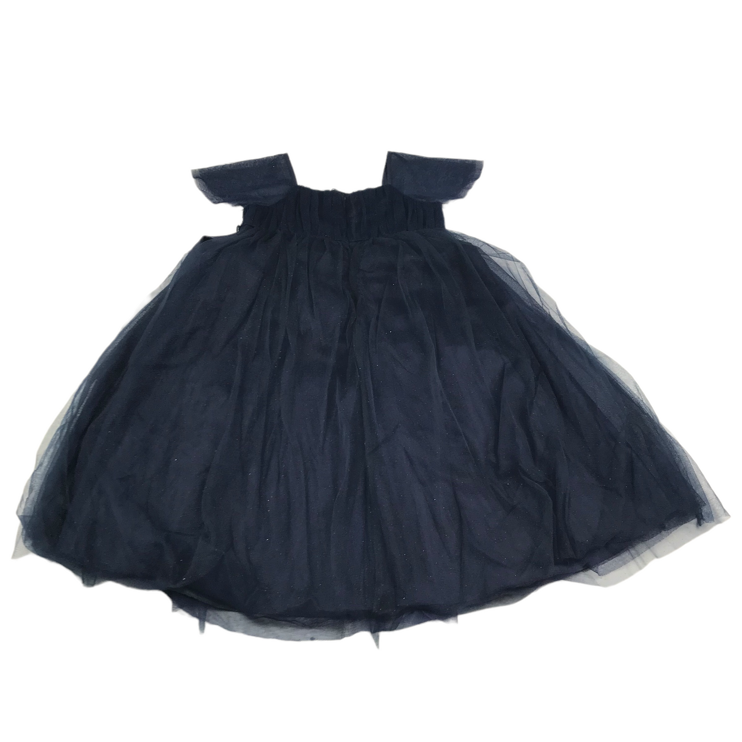 Monsoon Navy Blue Empire Mesh Dress Age 7