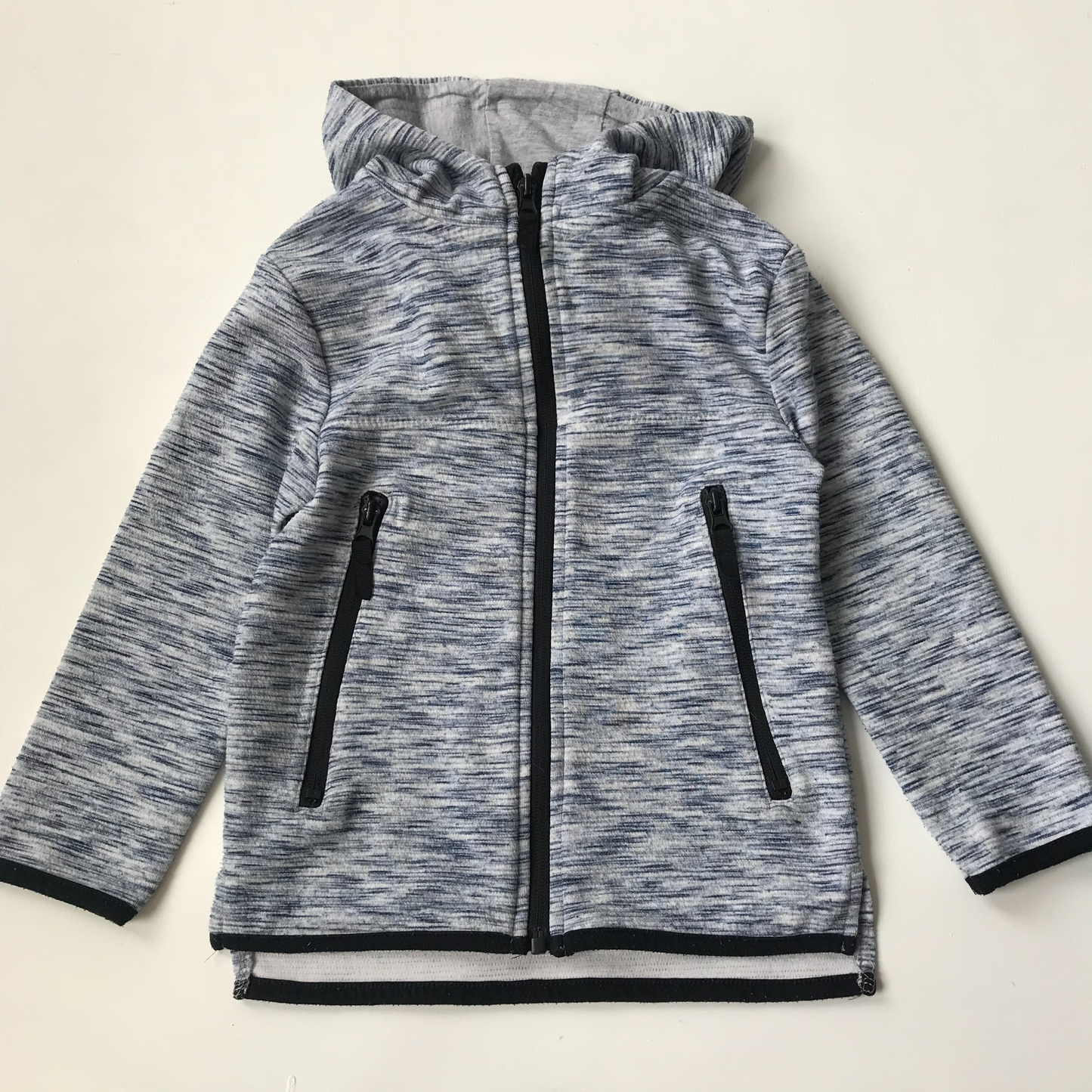 Hoodie -Blue & Grey with Zipper - Age 4
