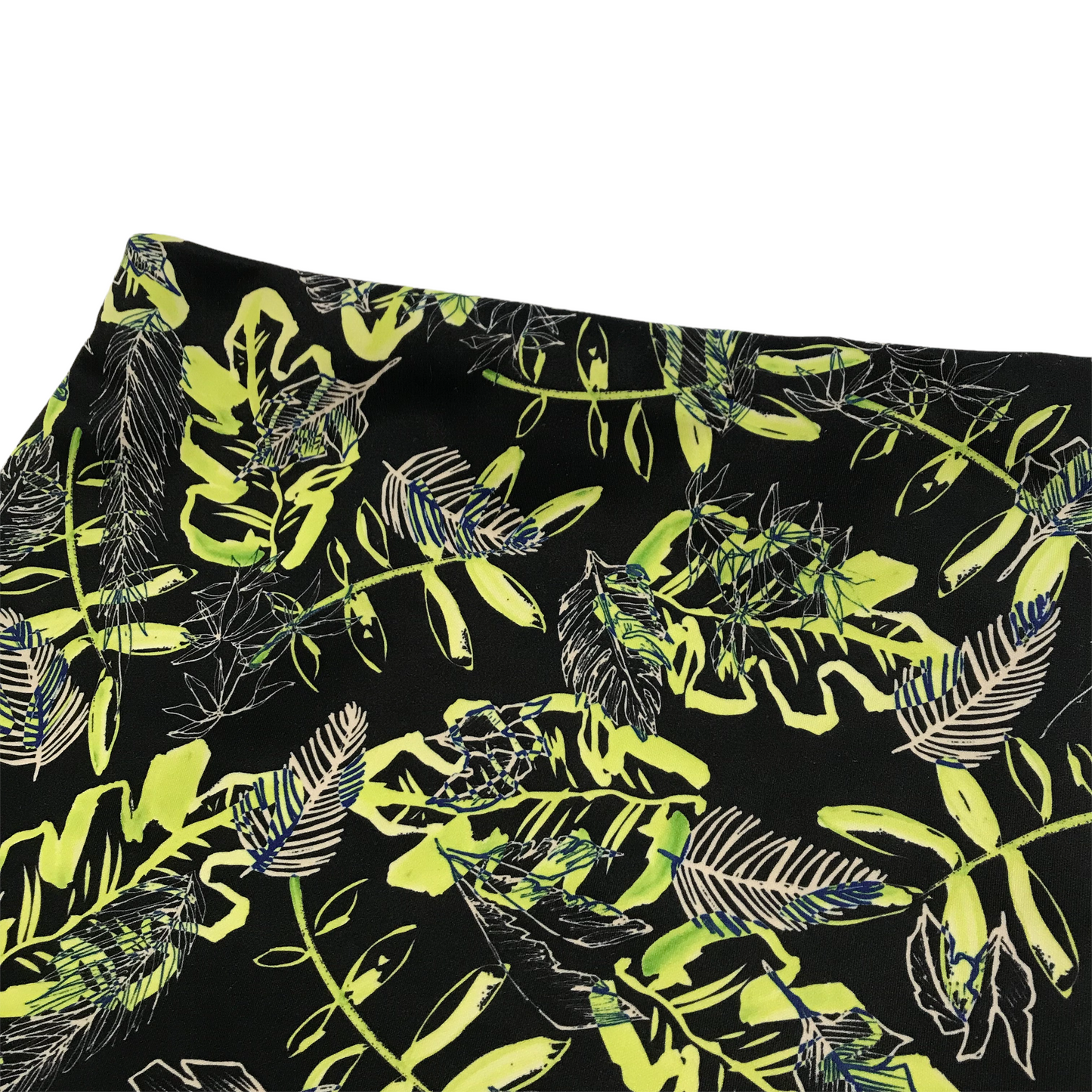 Primark Black and Neon Floral Jersey Skirt Woman Size 10