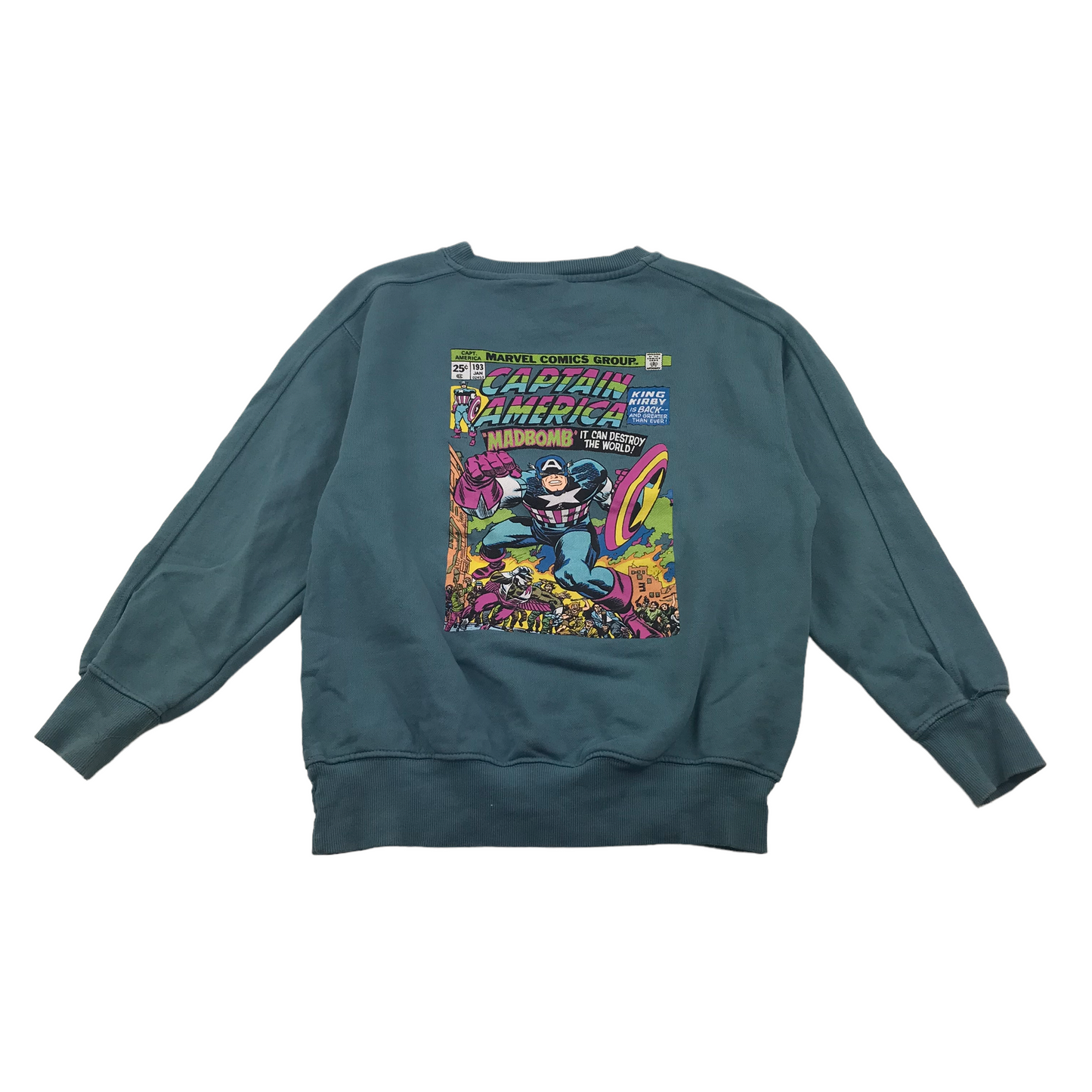 Zara Sweater Age 11 Turquoise Marvel Captain America Jersey