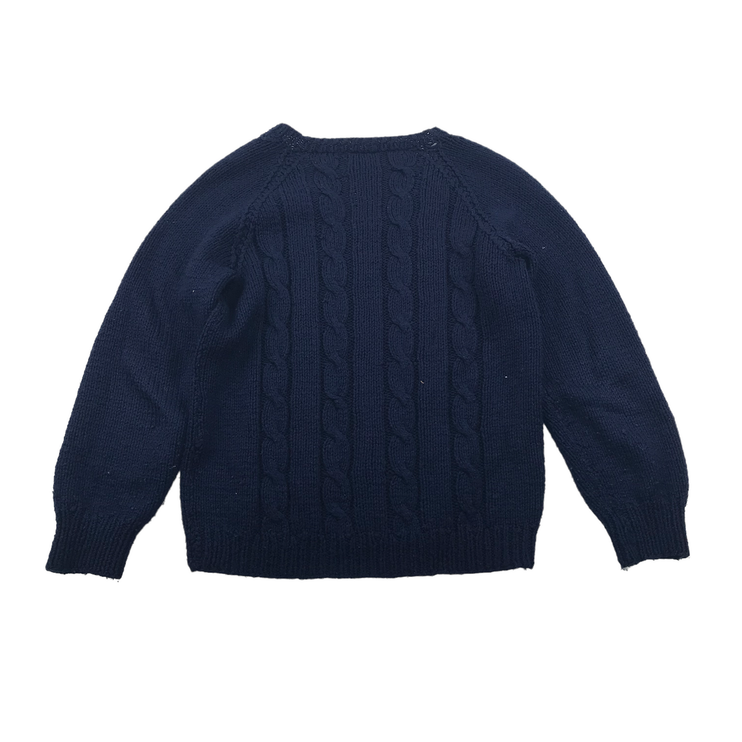 Hand Knitted Navy Blue V-neck Jumper Age 7-8