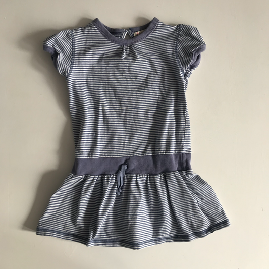 John Lewis Light Blue and White Stripy Dress Age 5