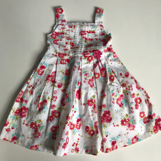 Dress - White Floral - Age 5