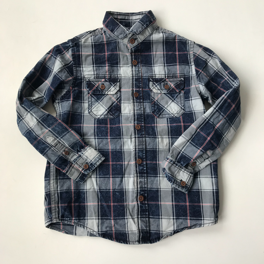 Shirt - NEXT, Navy & Red Check - Age 7