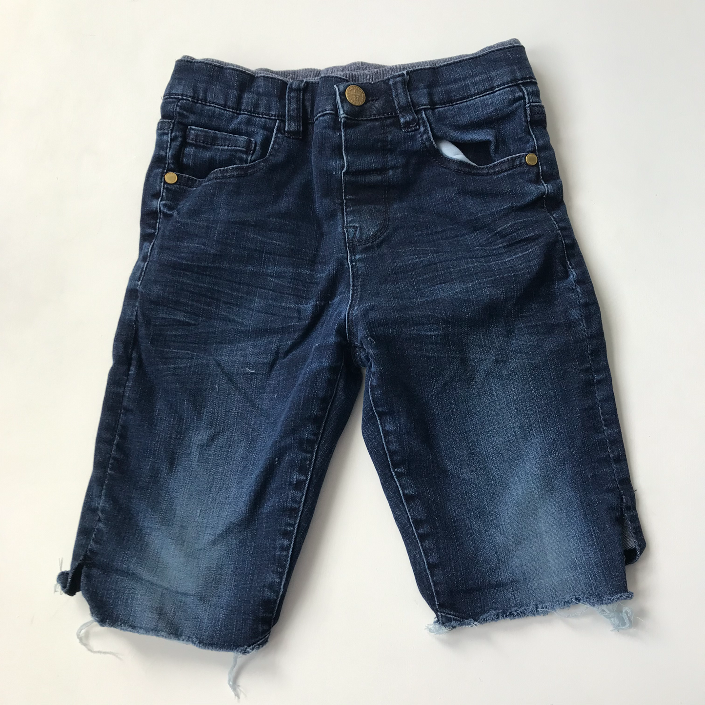Shorts - Ripped Denim & Jersey Waistband - Age 7