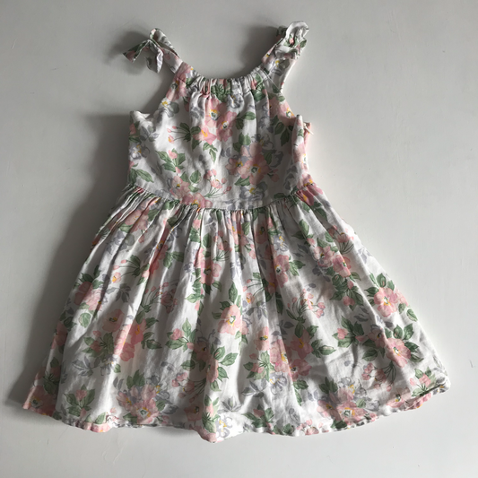 Dress - White Floral - Age 4