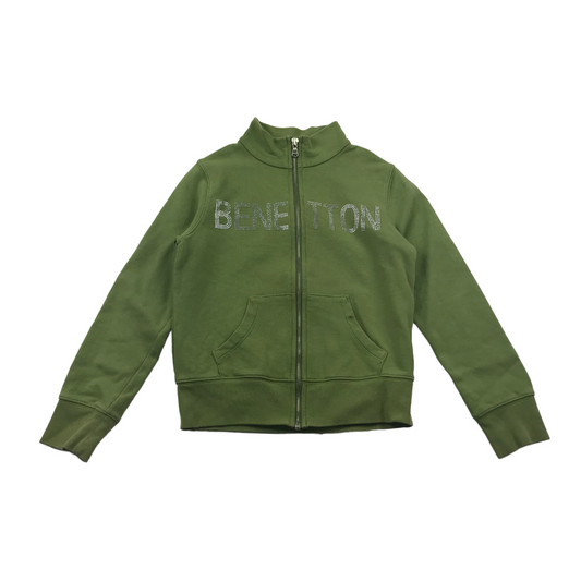 Benetton Green Full Zip Sweater Age 7