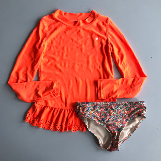 Swimsuit - Orange & Blue Floral - Age 4