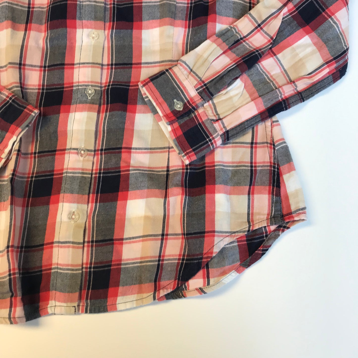 M&S Salmon Red and Navy Checked Shirt Age 11