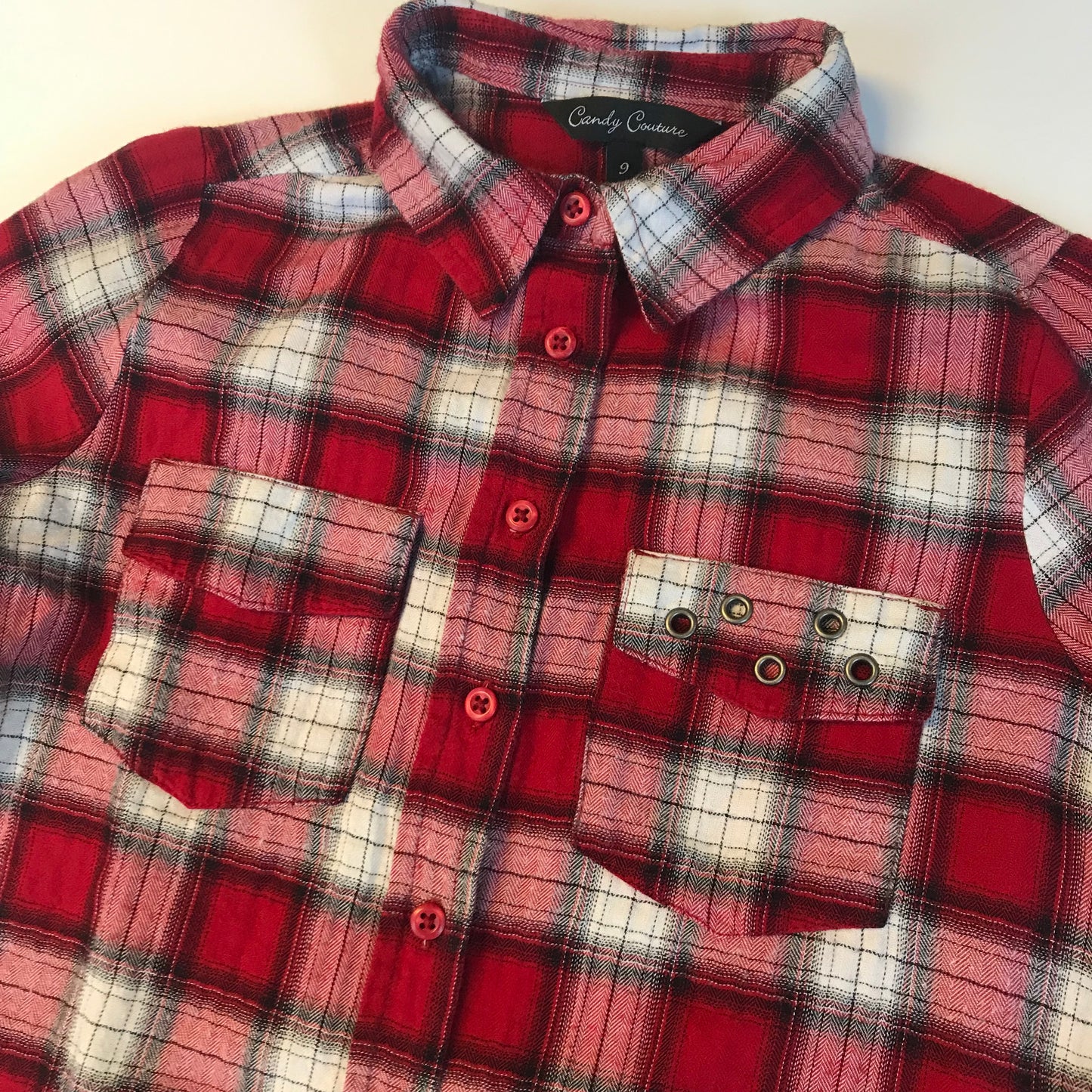 Candy Couture Red Checked Long Shirt Age 9