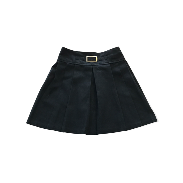 Navy Blue School Skirt with Buckle Detail