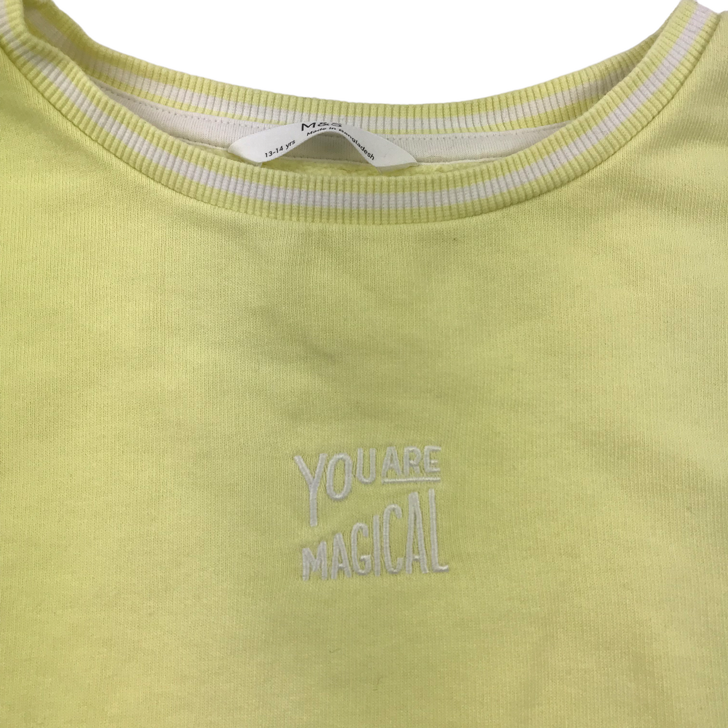 M&S Yellow You Are Magical Sweater Jumper Age 13